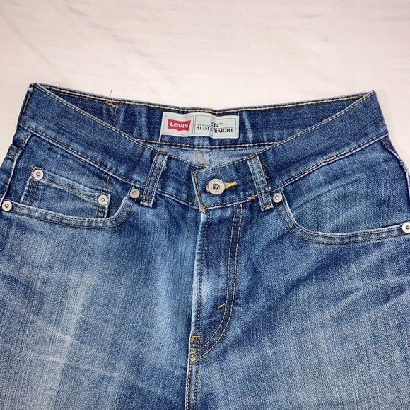 Levi's red tab W28L28.5 514 zip fly distressed Blue Straight Denim Jeans - Picture 8 of 16